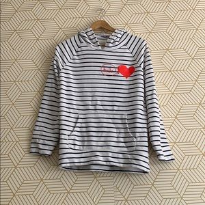 White and blue striped hoodie